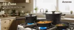 Astercook 19 Pcs Pots and Pans Set Non Stick. Black Titanium Induction Kitchen Cookware Sets. Non toxic Healthy Non Stick Kitchen Cooking Set with Frying Pans Set. PFAS PTFE PFOA PFOS Free - Image 3