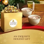 Ferrero Rocher, 4 Holiday Gift Boxes, Gourmet Milk Chocolate Hazelnut, Chocolate Gift Box, Individually Wrapped, 7.9 oz Each