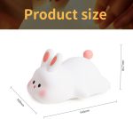Big Face Rabbit Light, Rabbit Night Lights for Gifts, Cute Silicone Bunny Lamp, 3 Level Dimmable Squishy Nightlight, Rechargeable Bedside Touch Soft Lamp for Breastfeeding (White) - Image 7