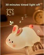Big Face Rabbit Light, Rabbit Night Lights for Gifts, Cute Silicone Bunny Lamp, 3 Level Dimmable Squishy Nightlight, Rechargeable Bedside Touch Soft Lamp for Breastfeeding (White) - Image 2
