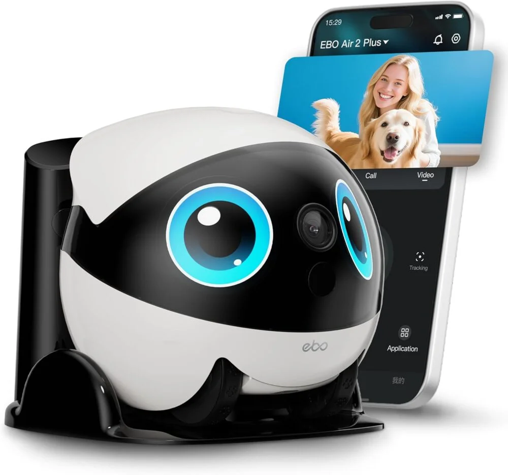 71uVeC0WOSL._AC_SL1500_-1000x935 Enabot EBO Air 2 Plus FamilyBot 3K Home Camera Robot: Indoor Camera. Movable Robot Companion. 2-Way Video. AI Chat Mode. Auto-Recharge. Long Battery Life. Custom Facial Image. Night Vision - Image 1
