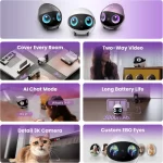 Enabot EBO Air 2 Plus FamilyBot 3K Home Camera Robot: Indoor Camera. Movable Robot Companion. 2-Way Video. AI Chat Mode. Auto-Recharge. Long Battery Life. Custom Facial Image. Night Vision - Image 4